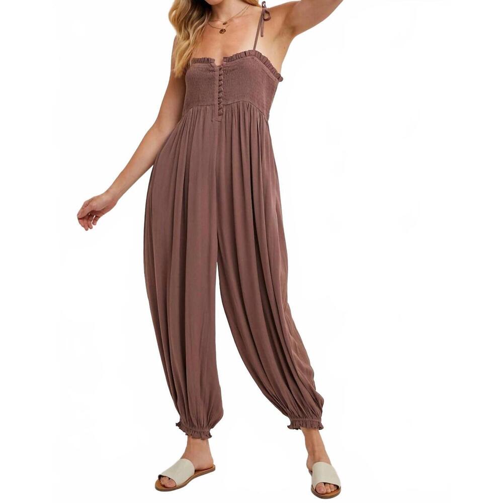 NEW BLUIVY shoulder tie jumpsuit in mocha - Picture 6 of 8